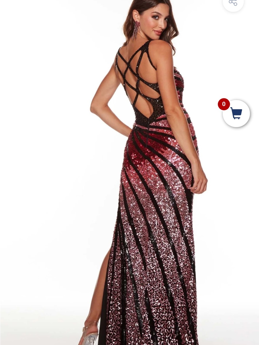 Sequin Ombre Formal Dress — Pink & Black, Size 16 - Picture 3 of 7
